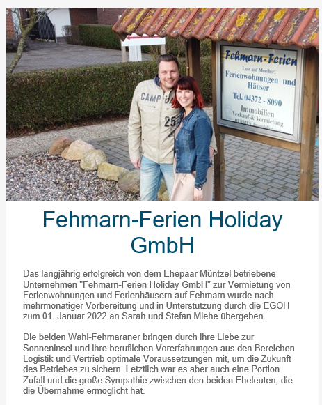 Betriebsübernahme Fehmarn-Ferien Holiday GmbH
